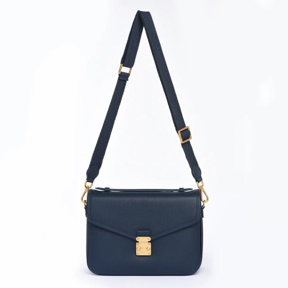 Beautiful  DUYP "Navy" Togo Leather - "Paris15" Satchel Crossbody bag - Picture 5 of 14